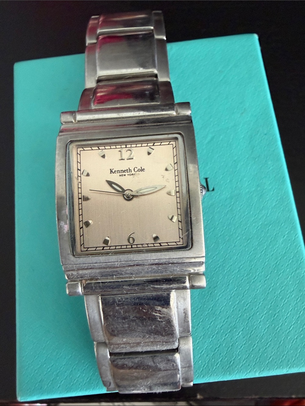 Kenneth Cole Silver Stainless Steel Square Face Womens Watch
